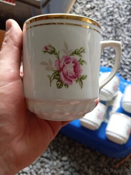 Stare retro hrnečky zlacené porcelan - 4