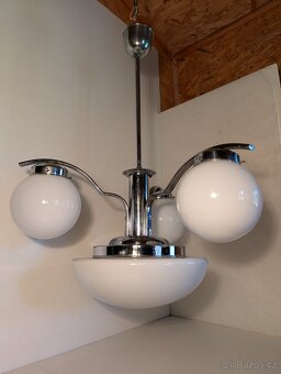 Art Deco lustr , niklovaná mosaz, nové elektro - 4