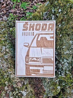 Dřevěná deska A4 s motivem Škoda Felicia - 4