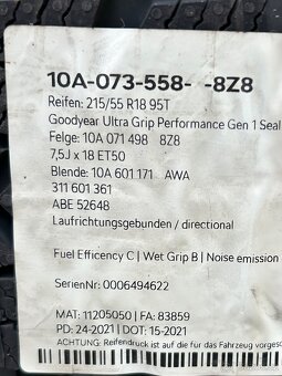 VW ID 3, 215/55/18 nová zimní sada - 4