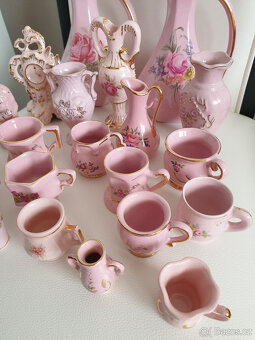 Různé dekorace růžový porcelán retro sada 22ks - 4
