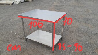 Nerez stůl 100x70x85-90 cm se spodní polici. Pevný - 4