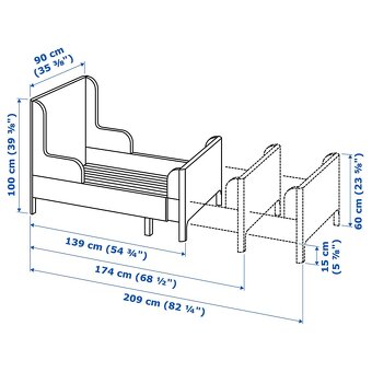 Prodám dvě rostoucí dětské postele 80cm x 200cm - 4