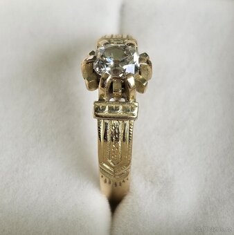 DIAMANTOVÝ PRSTEN 1.00ct. SI/G PÁNSKÝ STAROŽITNÝ - 4