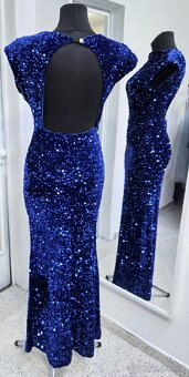 NOVÉ plesové šaty MODRÉ FLITROVÉ - 4