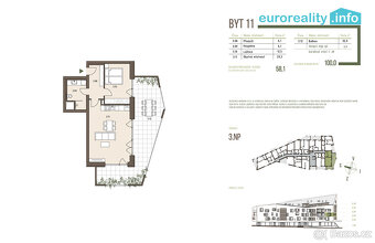 Prodej, apartmán 2+KK, 58,1 m2, balkón, Železná Ruda - 4