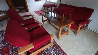 Rustikální sedací souprava 3+1+1+2 taburet stolek 150x60x60 - 4