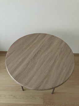 Kulatý jídelní stůl Thyholm, průměr 90 cm, kov/dub - 4