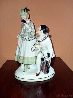 Fasold Stauch Pierrot a kolombína porcelán soška - 4