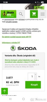 Škoda Octavia 1/2 - Orig. trubka vedení spalin EGR - 4