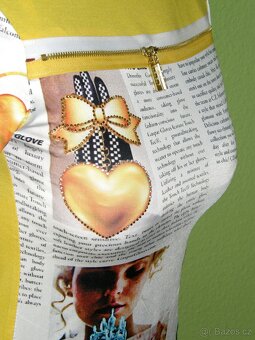 Nové tričko s novinovým potiskem - žluté - S/M - 4