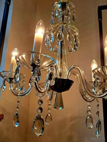 Starožitný skleněný lustr 1920-30 , osvětlení. - 4