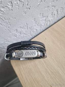 Nový pánský značkový kožený náramek Armani černý pravá kůže - 4
