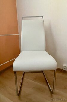 židle, imitace kůže, smetanové barvy, kombinace s chromem - 4