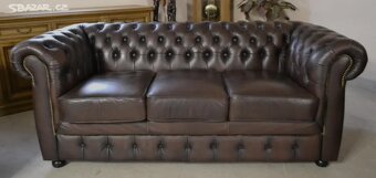 Kožená, Chesterfield sedací souprava 3+2+1. TOP - 4