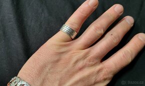 prsten pánsky/unisex střibro so zirkónmi - 4