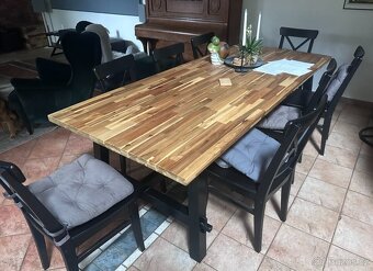 jídelní stůl IKEA SKOGSTA (akácie/černá, 235x100 cm) - 4