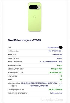 Google Pixel 10 128GB Lemongrass - 4