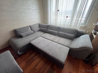 Rohová sedačka rozkládací + taburet - 4