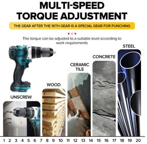 Aku vrtačka pro baterie Makita 18V, příklep , skladem - 4