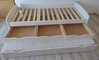 Postel s výsuvným lůžkem MARULLA - bílá, 90x200 cm - 4