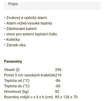 Truhlicový mrazák ULT C 300..-86 až - 60 stupňů - 4