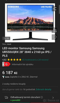 Samsung 4K UHD Monitor 28" - U28R550 - 4