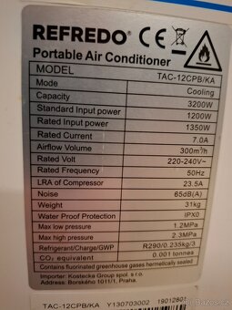 Mobilní klimatizace Refredo model TAC-12CPΒ/KA - 4