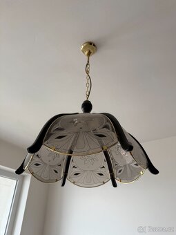 Elegantní závěsný lustr s matným sklem a dřevěnými prvky - 4