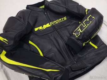 FLM Greyhound Neon pánska kožená moto kombinéza L 52 - 4