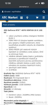 Grafická karta MSI GeForce RTX 4070 VENTUS 2X - 4