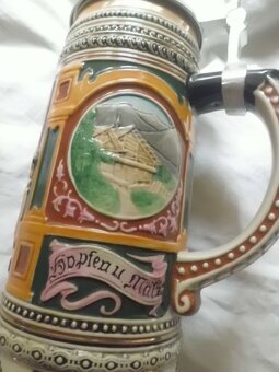 Krásný velký Malovaný Keramický Korbel PIVO - BM-MM Holýšov - 4