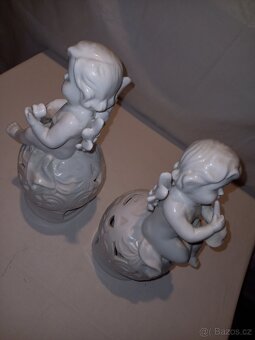 Porcelánový svícen na čajové svíčky - anděl (sada). - 4