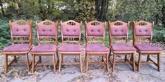 Masivní rozkládací stůl + 6x masivní židle - 4