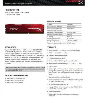 4x4GB 16GB DDR3 1866 HyperX Fury - 4