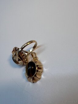 Krásný zlatý prsten & přívěsek - tygří oko - 4