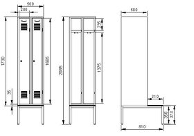 NĚMECKÉ NOVÉ ŠATNI SKŘÍNĚ -dvojskříň na lavici - 4