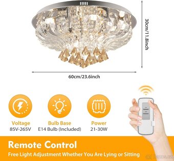 LED krystalový lustr s dálkovým ovládáním - 60 cm - 4