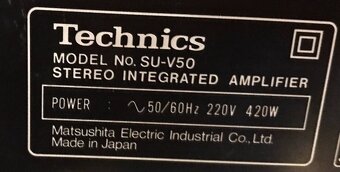 ZESILOVAČ TECHNICS SU-V50 (1986) 2x85W ,ŠPIČKOVÝ ZESILOVAČ - 4