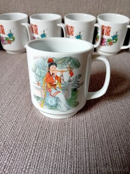 čínský porcelán hrnečky 6+1 - 4