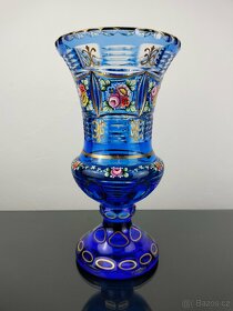 Kobaltovo-modrá krištáľová váza - 4