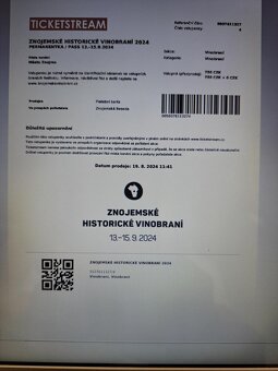 Vinobraní Znojmo, 4ks permanentka 12.- 14.9.2025 - 4
