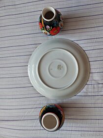 Malovaná keramika (talíř a 2 vázičky) - 4