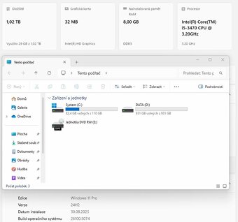 PC HP i5 3470 3,2GHz 8GB RAM, 120GB SSD + 1TB HDD Win11 - 4