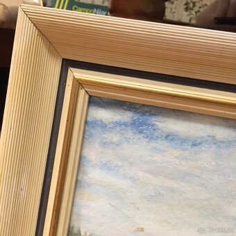 signovaný obraz zasklen Chalupy Orlické hory - 4