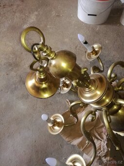 STAROZITNY VELKY MOSAZNY LUSTR 17.TI STOLETI - 4