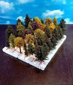 Sada stromků pro modelovou železnici, výška 3-11 cm, 42ks. - 4