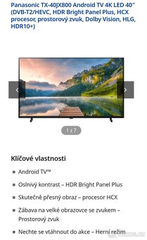 Tv Panasonic 102cm 4k YouTube Netflix onepley ANDROID systém - 4