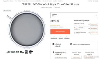 NISI filtr ND-Vario 1-5 Stops (ND2-32) True Color 52 mm - 4
