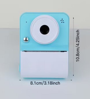 Digitální Fotoaparát s funkcí okamžitého tisku, MODRÝ - 4